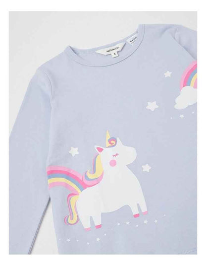 Knit Unicorn Pyjamas in Light Blue