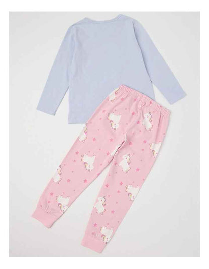 Knit Unicorn Pyjamas in Light Blue