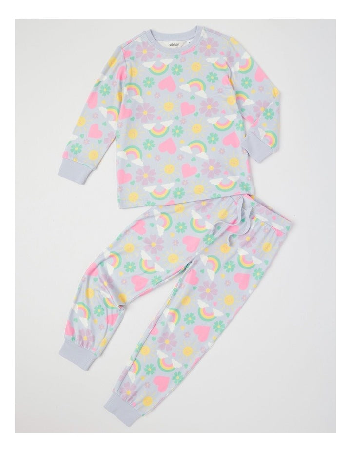 Cosy Knit Flower Pyjamas in Light Blue