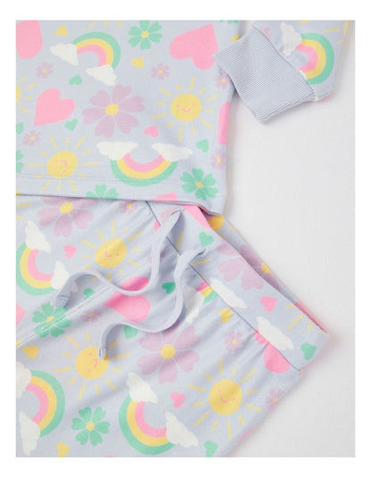 Cosy Knit Flower Pyjamas in Light Blue