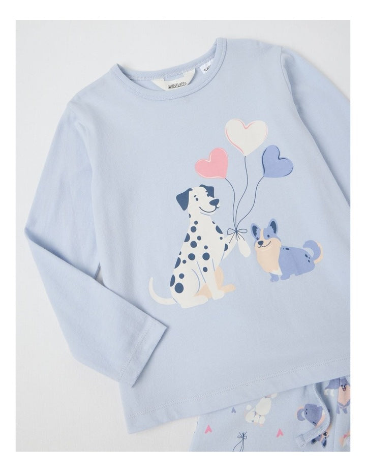 Milkshake Knit/Fleece Dogs Pyjamas in Light Blue