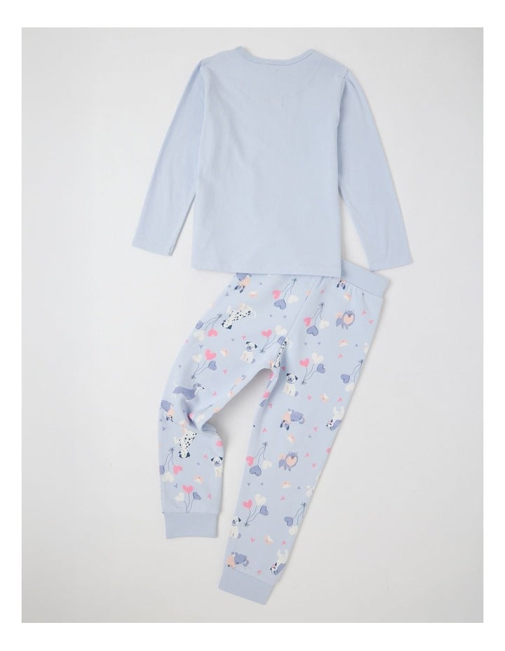 Milkshake Knit/Fleece Dogs Pyjamas in Light Blue