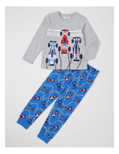 Knit Race Car Pyjamas in Grey Marle