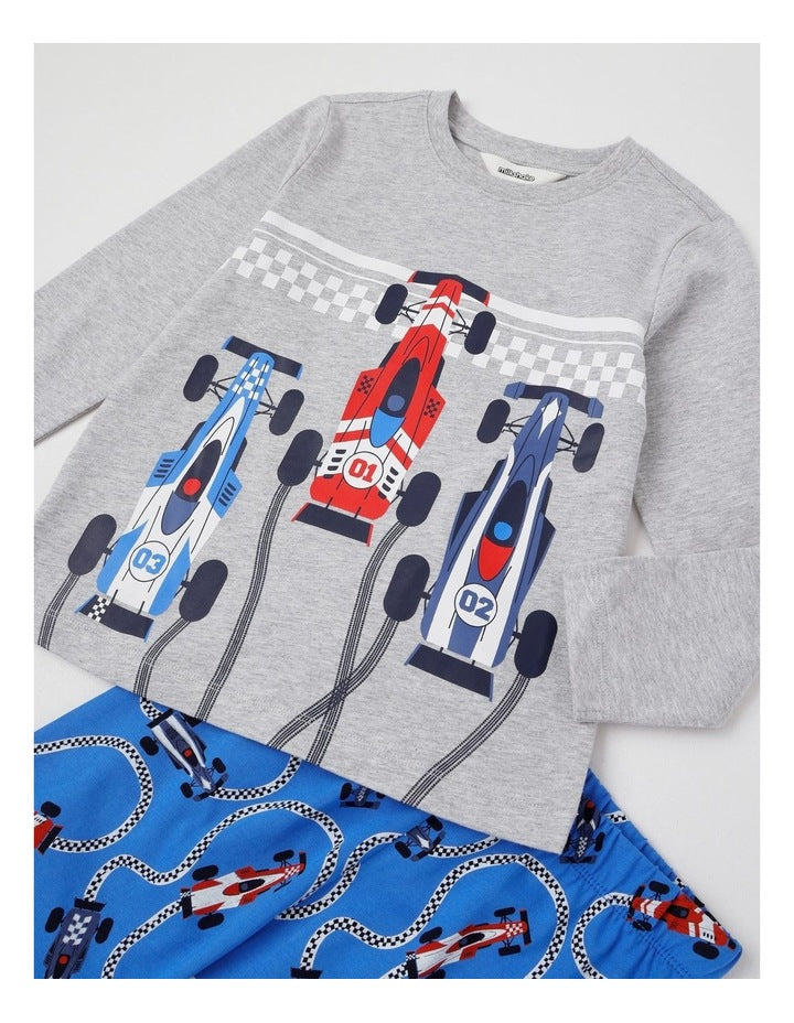 Knit Race Car Pyjamas in Grey Marle