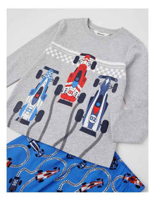 Knit Race Car Pyjamas in Grey Marle