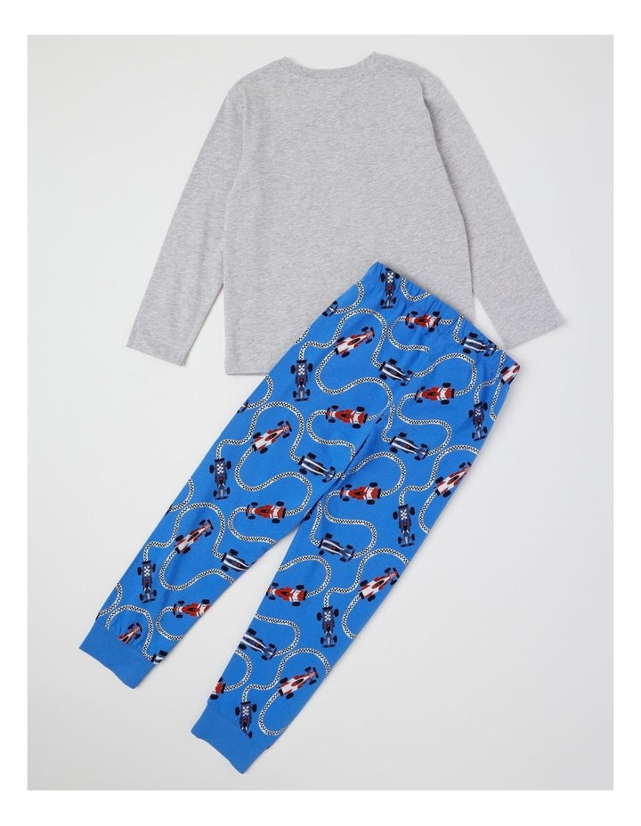 Knit Race Car Pyjamas in Grey Marle