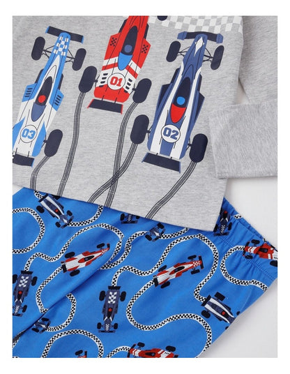Knit Race Car Pyjamas in Grey Marle