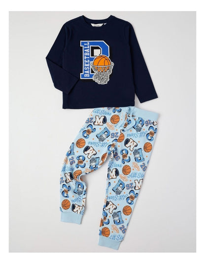 Knit Fleece Sports Pyjamas in Navy
