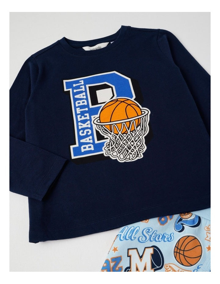 Knit Fleece Sports Pyjamas in Navy