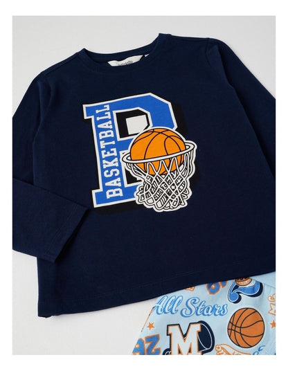 Knit Fleece Sports Pyjamas in Navy