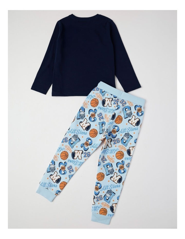 Knit Fleece Sports Pyjamas in Navy