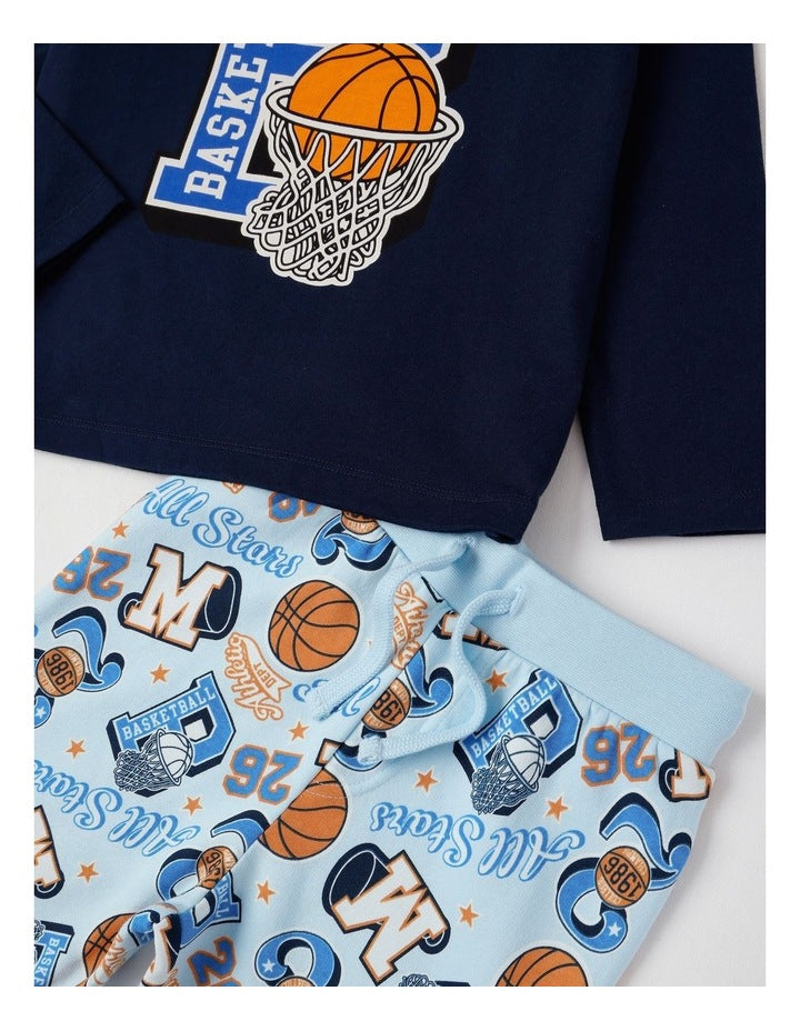 Knit Fleece Sports Pyjamas in Navy