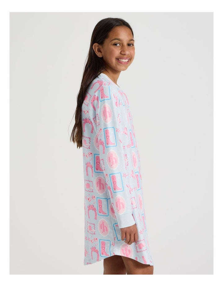 Cosy Knit Western Nightie in Pale Blue