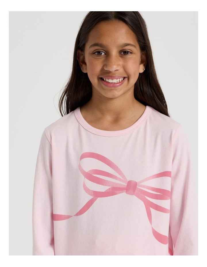 Tilii Knit Fleece Bows Pyjamas in Light Pink