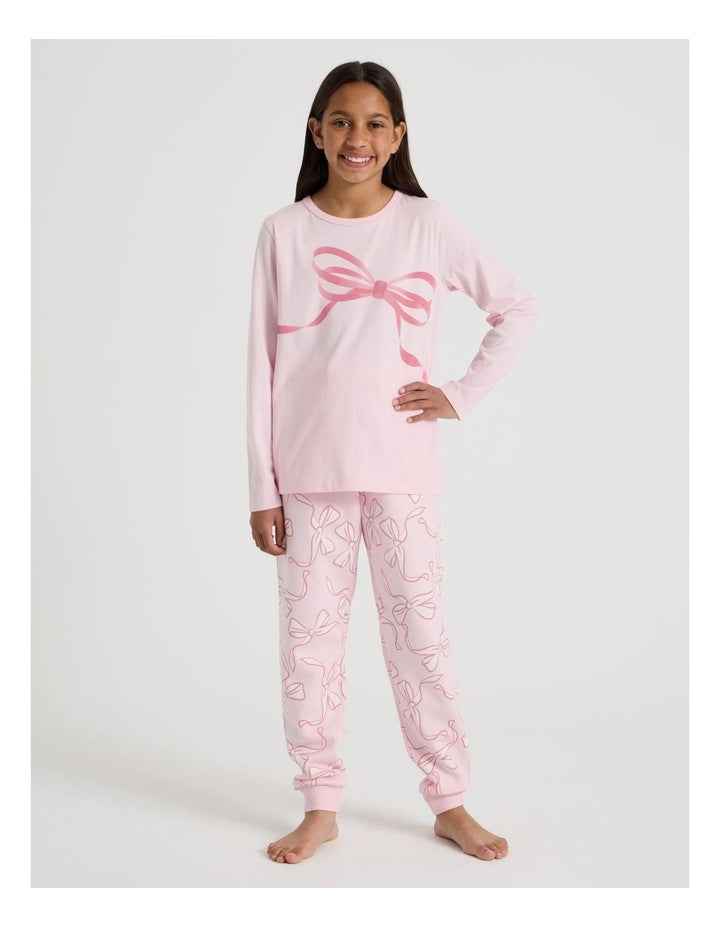 Tilii Knit Fleece Bows Pyjamas in Light Pink