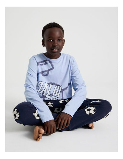 Knit Fleece Basketball Pyjamas in Blue