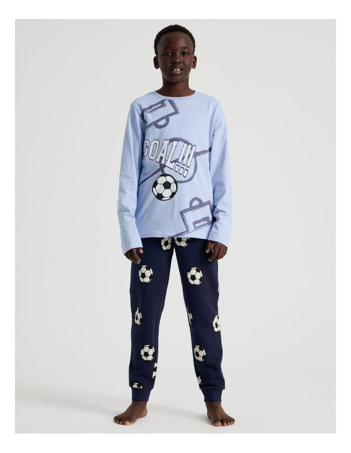 Knit Fleece Basketball Pyjamas in Blue