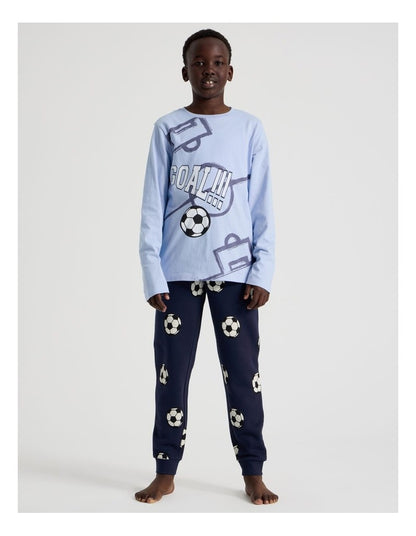 Knit Fleece Basketball Pyjamas in Blue