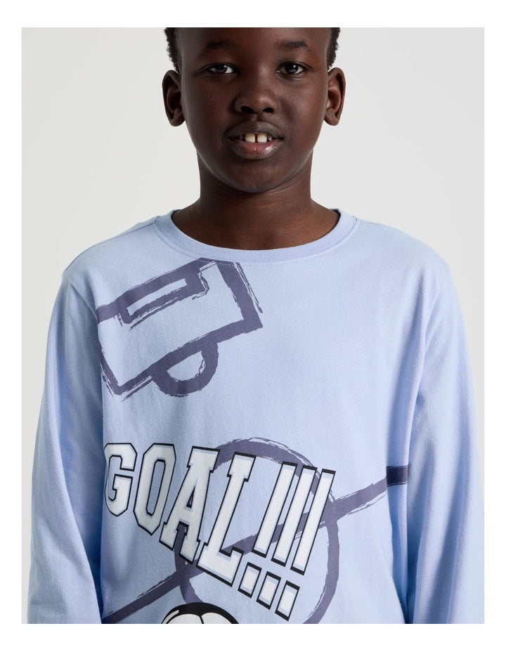 Knit Fleece Basketball Pyjamas in Blue