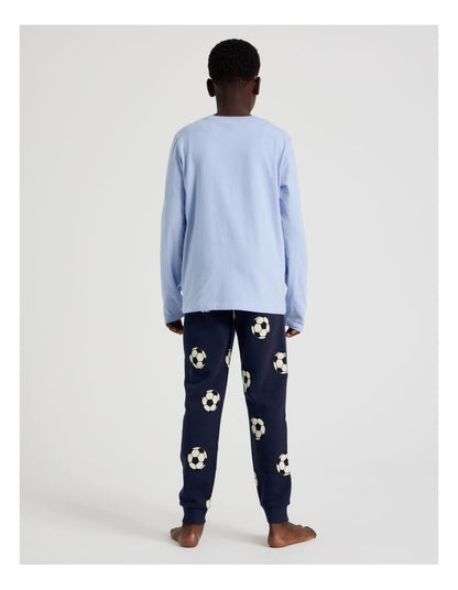 Knit Fleece Basketball Pyjamas in Blue