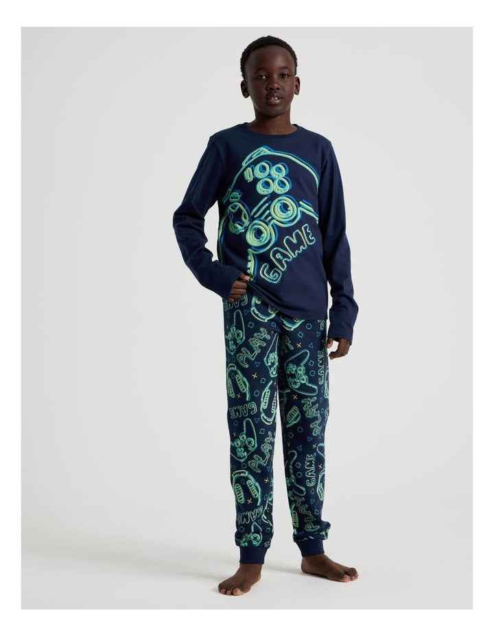Knit Fleece Controller Pyjamas in Navy