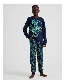 Knit Fleece Controller Pyjamas in Navy