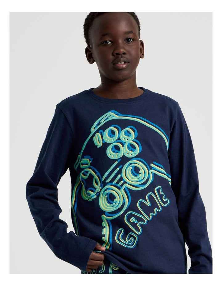 Knit Fleece Controller Pyjamas in Navy