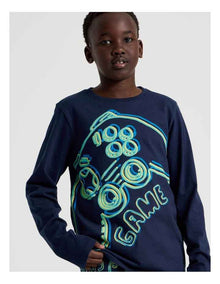 Knit Fleece Controller Pyjamas in Navy