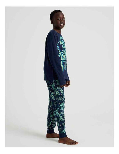 Knit Fleece Controller Pyjamas in Navy
