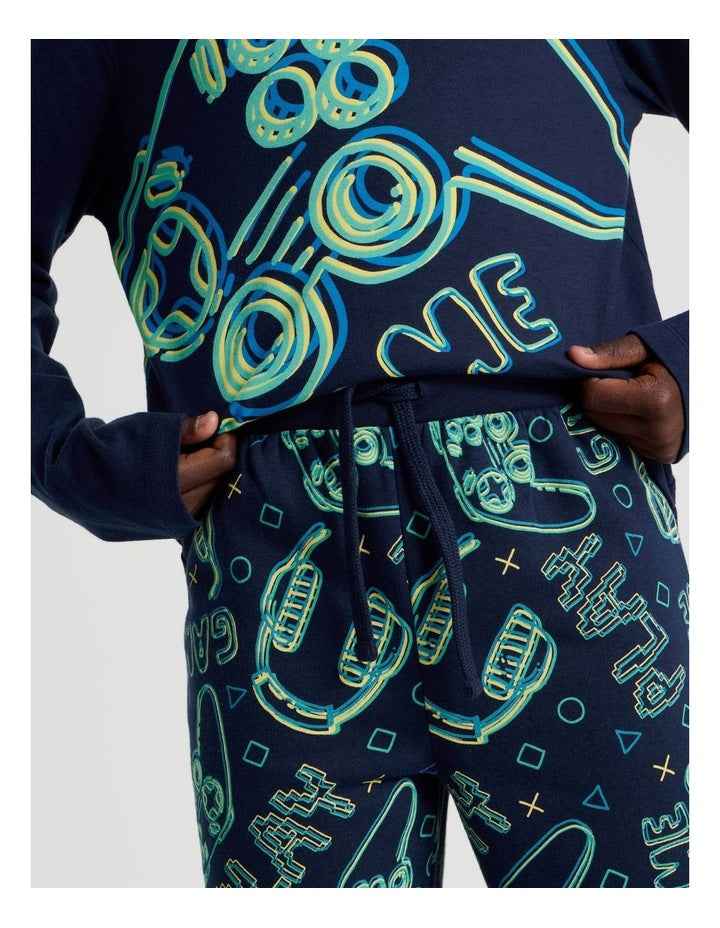 Knit Fleece Controller Pyjamas in Navy