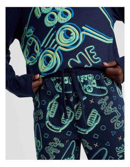Knit Fleece Controller Pyjamas in Navy