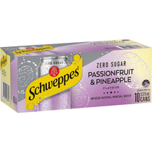 Schweppes Zero Sugar Passionfruit Pineapple Infused Water Cans 375ml x 10 Pack