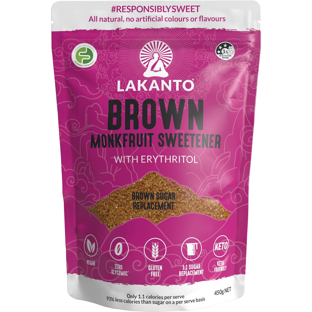 Lakanto Monkfruit Sweetener Brown 450g