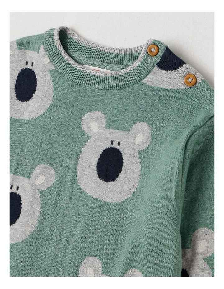 Lexi Koala Jacquard Jumper in Green