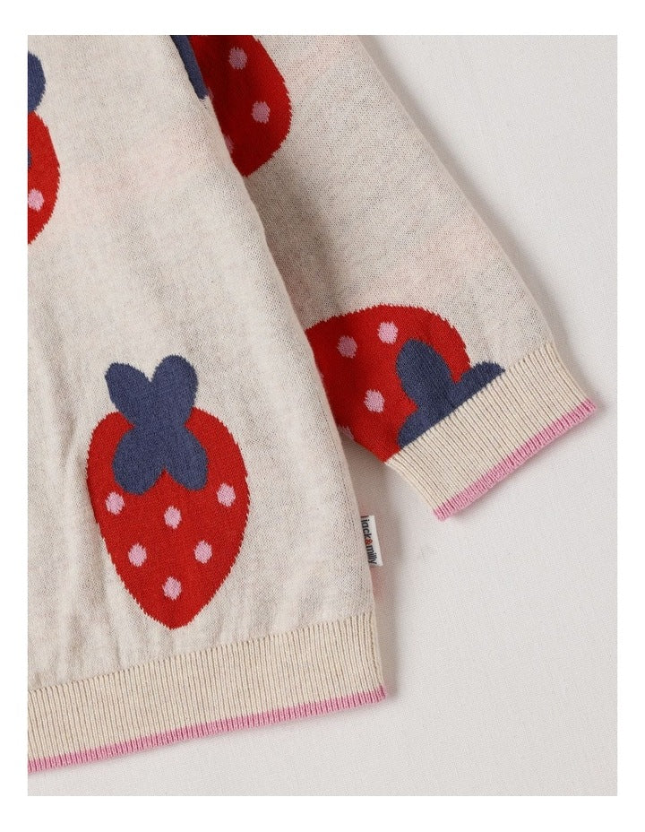 Lexi Strawberry Jacquard Jumper in Oat Marle