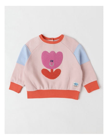 Essentials Bailey Raglan Sleeve Sweat Top with Tulip Boucle in Light Pink