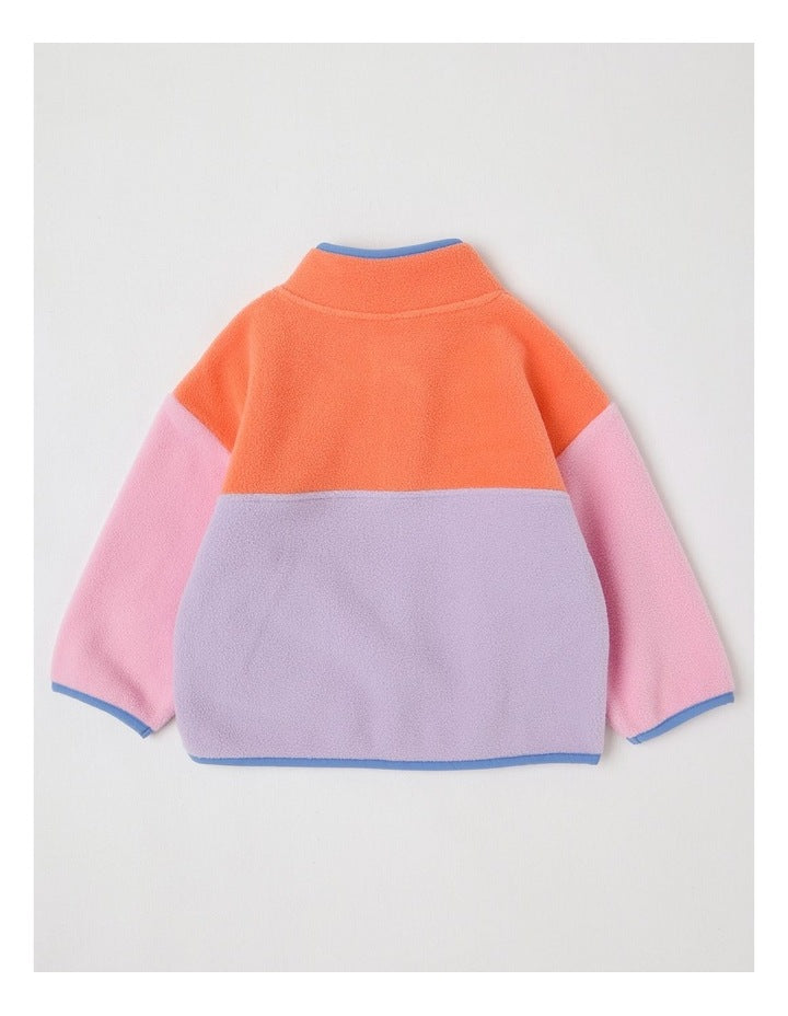 Essentials Pedro Microfleece 1/4 Zip Sweat with Rainbow Pocket in Pink
