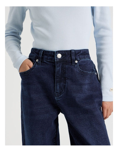 The Edit Mid Rise Baggy Jean in Indigo Denim
