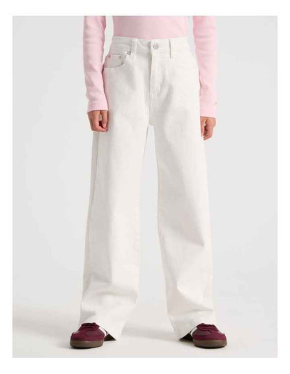 The Edit Mid Rise Baggy Jean in White Denim
