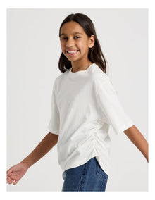 Oversized T-shirt With Rouched Side Detail in White