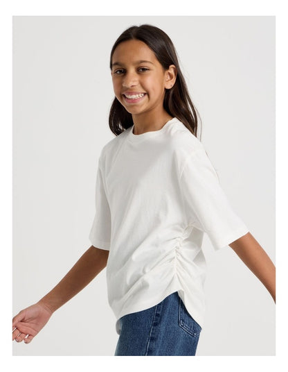 Oversized T-shirt With Rouched Side Detail in White
