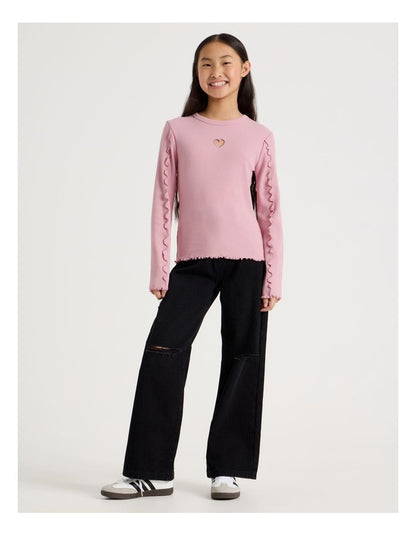 Twist Neck Detail Rib Top in Pink