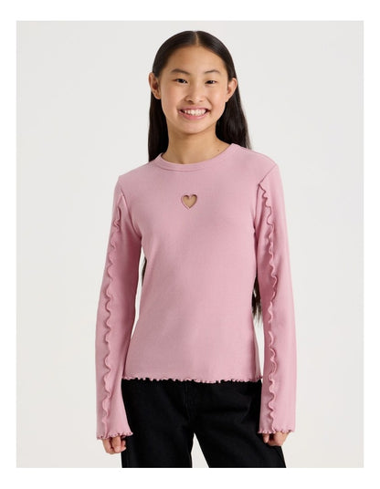 Twist Neck Detail Rib Top in Pink