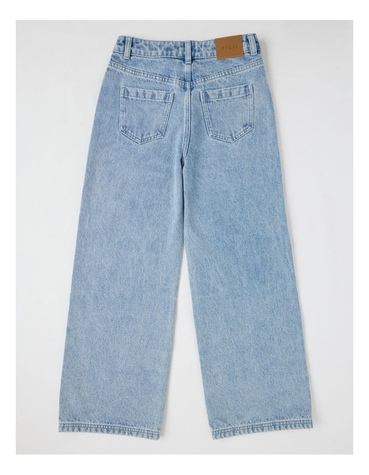 High Rise Wide Leg Jean in Mid Denim