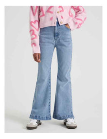 High Rise Flare Jeans in Mid Denim