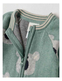 Naturals Newborn Billie Double Knit Koala Jacquard Coverall in Green