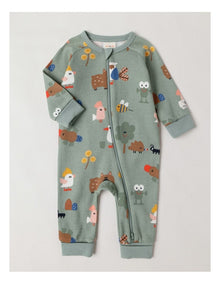 Naturals Newborn Jude Waffle Coverall in Sage