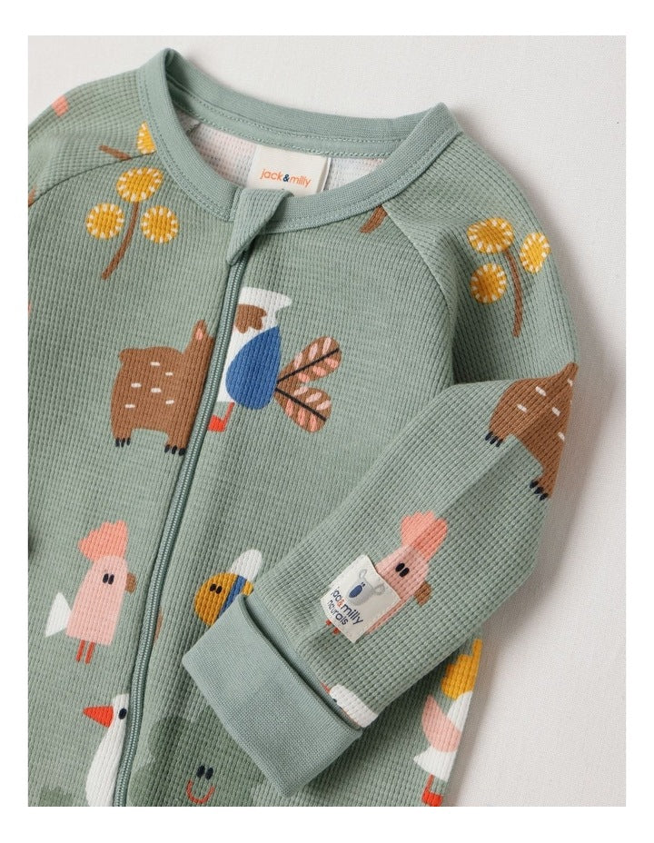 Naturals Newborn Jude Waffle Coverall in Sage