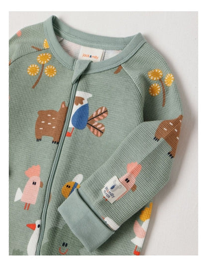 Naturals Newborn Jude Waffle Coverall in Sage