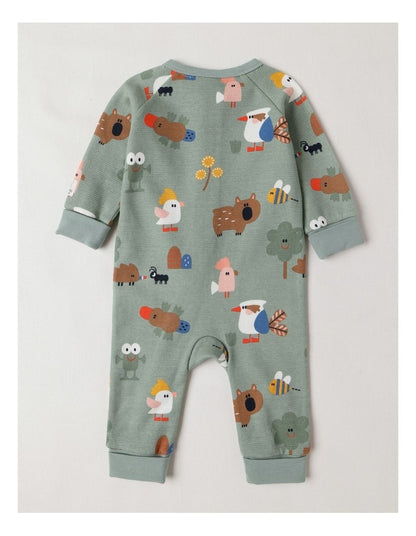 Naturals Newborn Jude Waffle Coverall in Sage